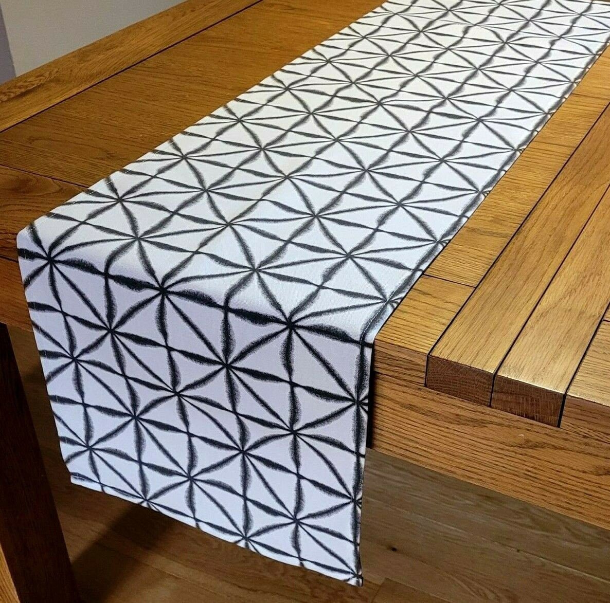 Table Runner , Napkins Nussa Charcoal Black Abstract Geometric Design 36" 48" 54" 60" 64" 72" 84" 96" 104" , Table Runner UK - CushionCoverAndDecor