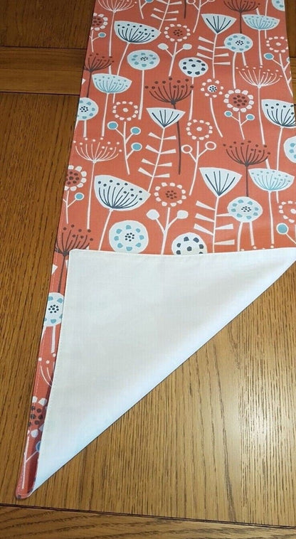 Table Runner Scandinavian Floral Bergen Burnt Orange Design , Table Runner UK , 36" 48" 54" 60" 64" 72" 84" 96" 104" Handmade 100% Cotton - CushionCoverAndDecor
