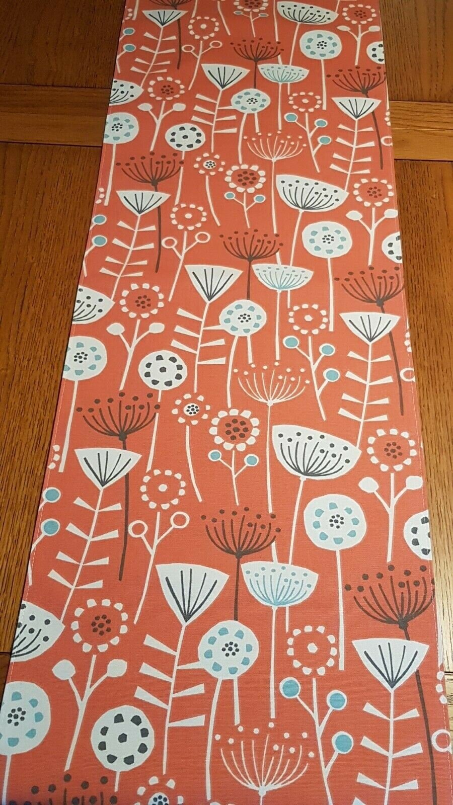 Table Runner Scandinavian Floral Bergen Burnt Orange Design , Table Runner UK , 36" 48" 54" 60" 64" 72" 84" 96" 104" Handmade 100% Cotton - CushionCoverAndDecor