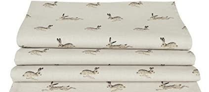 Table Runner Sophie Allport Hare Stone Grey Fabric , Easter Table Runner 48" 54" 60" 64" 72" 84" 96" 104" - CushionCoverAndDecor