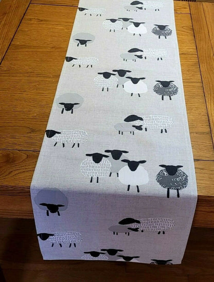 Table Runner Sophie Allport Hare Stone Grey Fabric , Easter Table Runner 48" 54" 60" 64" 72" 84" 96" 104" - CushionCoverAndDecor