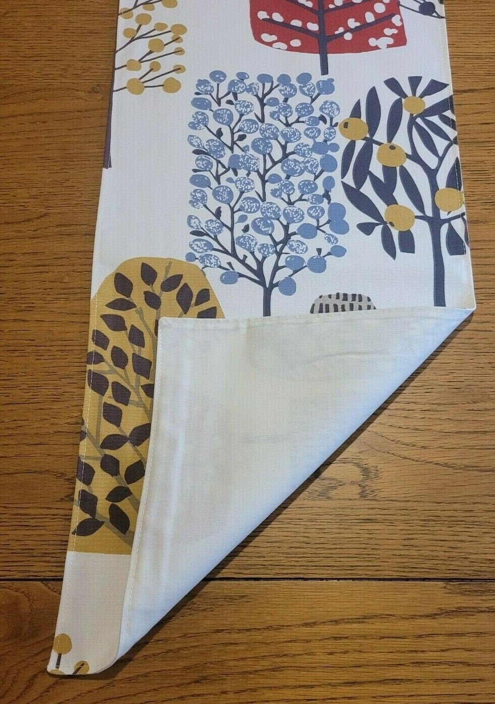 Table Runner Trad Indigo Cranberry Red Tree Blossom Design 36" 48" 54" 60" 64" 72" 84" 96" 104" Clarke & Clarke 100% Cotton Handmade - CushionCoverAndDecor