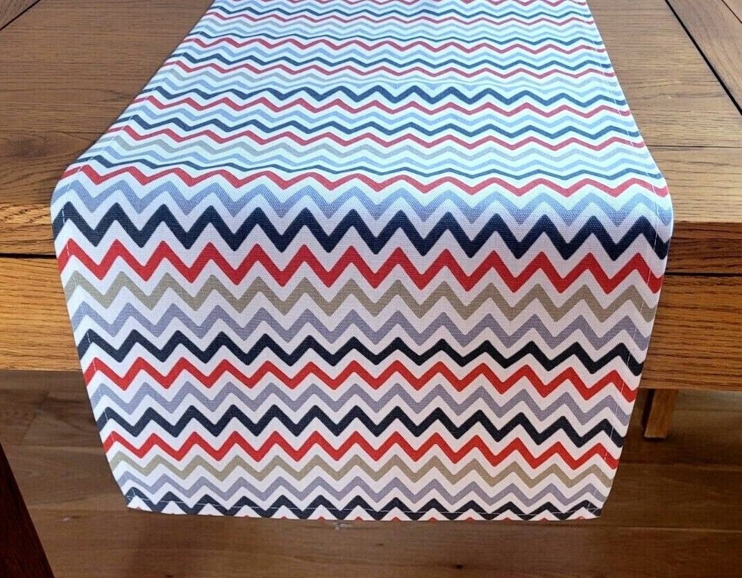 Table Runner Zig Zag Geometric Design , Amber Red Grey Black Table Runner , Table Runner UK 36" 48" 54" 60" 64" 72" 84" 96" 104" - CushionCoverAndDecor