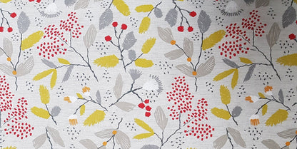 Window Valance Curtain Ashley Wilde Scandi Trail Grey Red Yellow Floral Design Handmade 100% Cotton - CushionCoverAndDecor