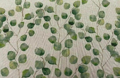 Window Valance Curtain Eucalyptus Green Tree Leaf Linen Cotton Design - CushionCoverAndDecor