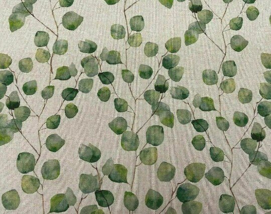Window Valance Curtain Eucalyptus Green Tree Leaf Linen Cotton Design - CushionCoverAndDecor