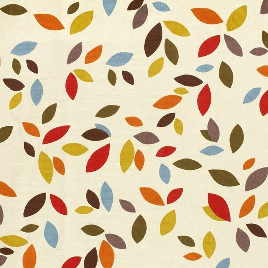 Window Valance Curtain Scattered Leaves Orange Red Blue Green Leaf Design Handmade 100% Cotton - CushionCoverAndDecor