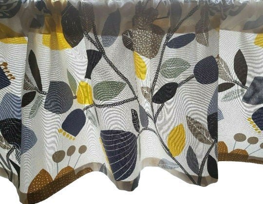 Window Valance Curtain Scattered Leaves Orange Red Blue Green Leaf Design Handmade 100% Cotton - CushionCoverAndDecor
