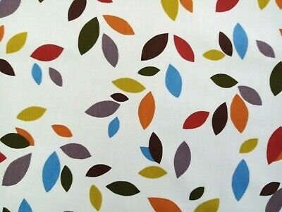 Window Valance Curtain Scattered Leaves Orange Red Blue Green Leaf Design Handmade 100% Cotton - CushionCoverAndDecor