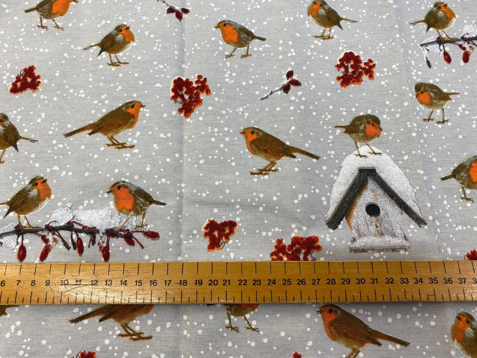 Winter Robin Tea Towel , Robin Grey Tea Towel - CushionCoverAndDecor